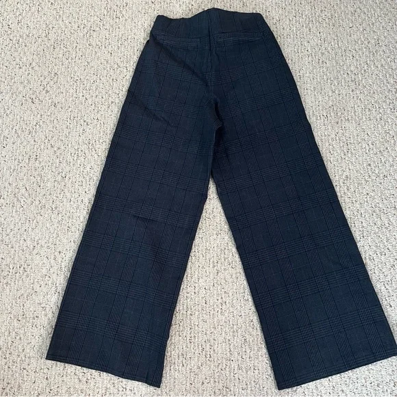 Old Navy High Rise Pixie Wide Leg Pull On Navy/Gray Plaid Trouser Size M - Picture 2 of 5